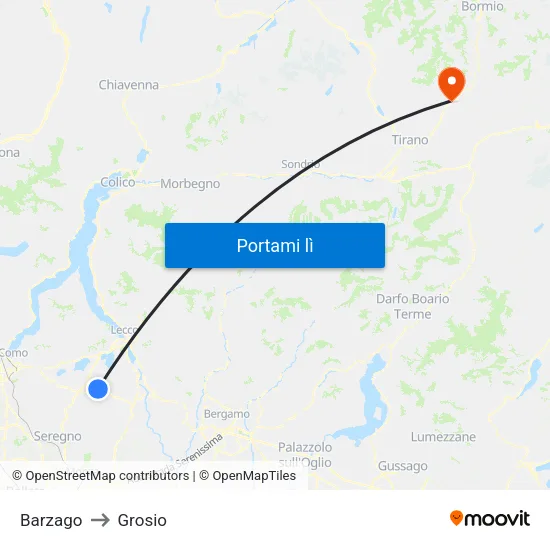 Barzago to Grosio map
