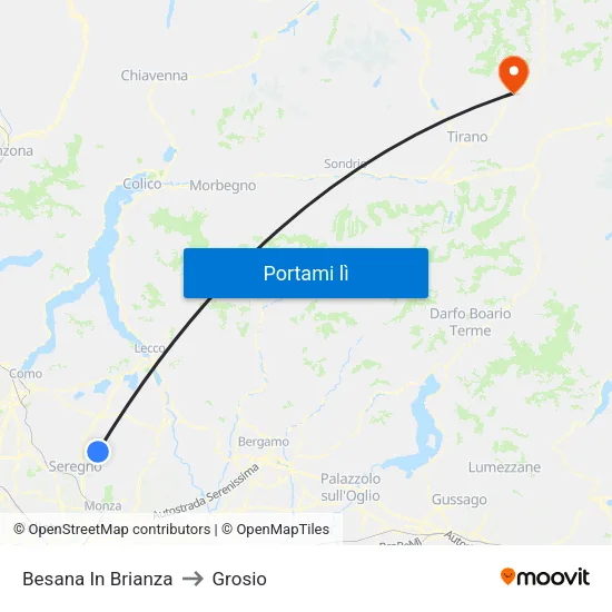 Besana In Brianza to Grosio map