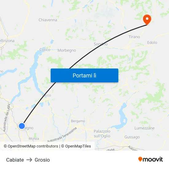 Cabiate to Grosio map