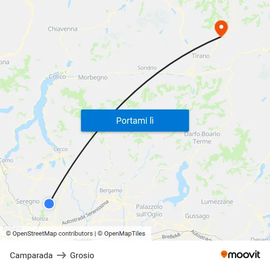 Camparada to Grosio map