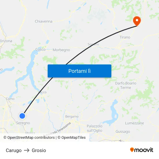 Carugo to Grosio map