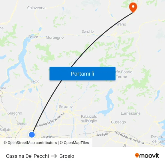 Cassina De' Pecchi to Grosio map