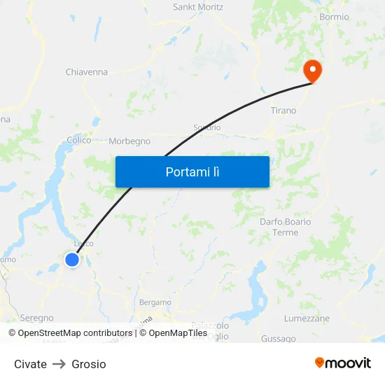 Civate to Grosio map