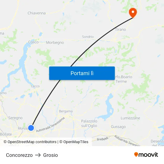 Concorezzo to Grosio map