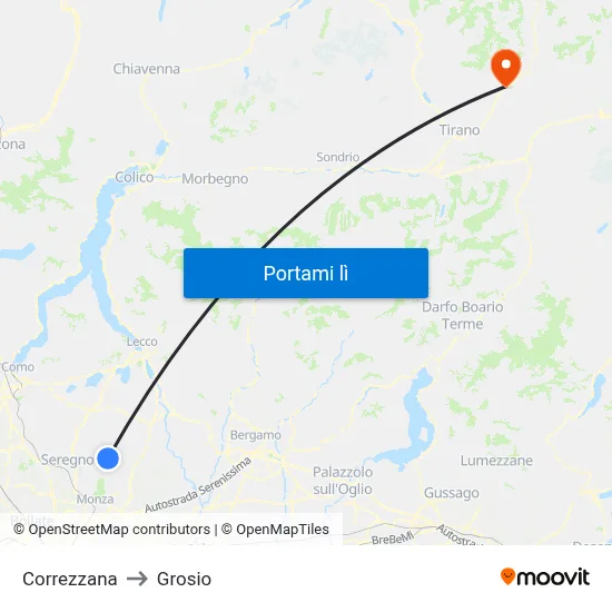 Correzzana to Grosio map