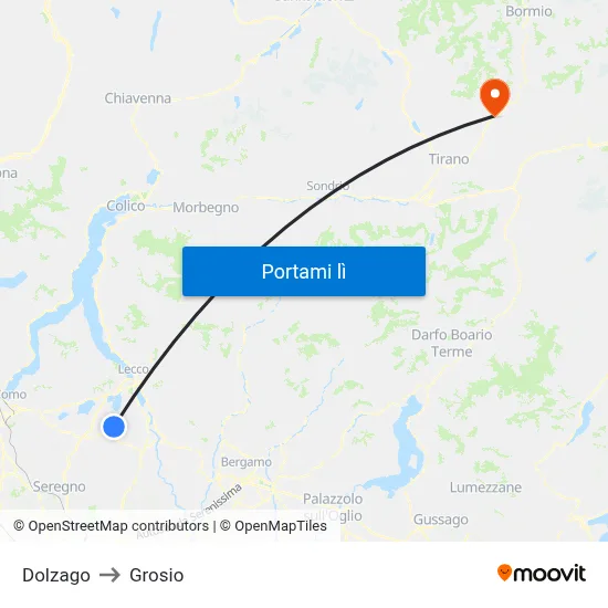 Dolzago to Grosio map