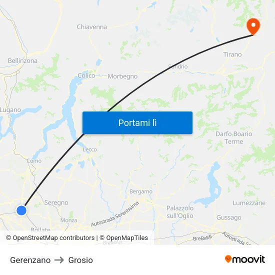 Gerenzano to Grosio map
