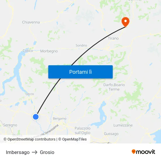 Imbersago to Grosio map