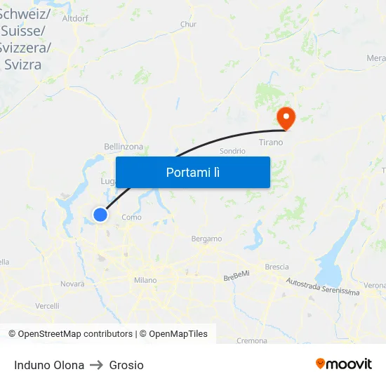 Induno Olona to Grosio map