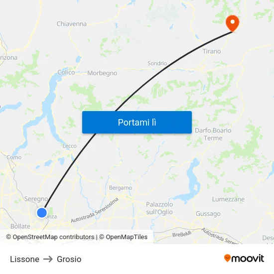 Lissone to Grosio map
