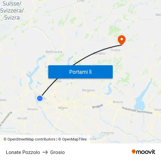 Lonate Pozzolo to Grosio map
