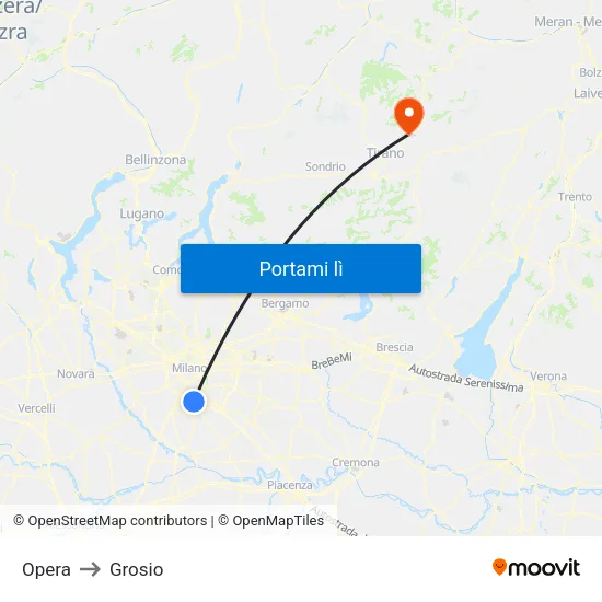 Opera to Grosio map