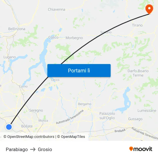 Parabiago to Grosio map