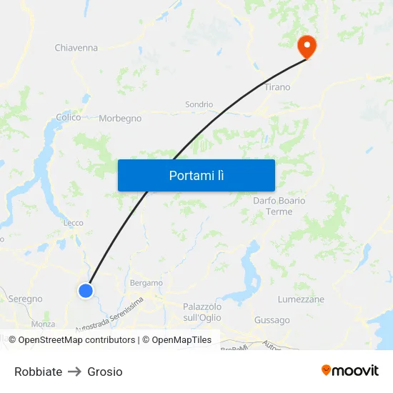 Robbiate to Grosio map