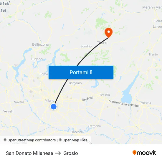 San Donato Milanese to Grosio map