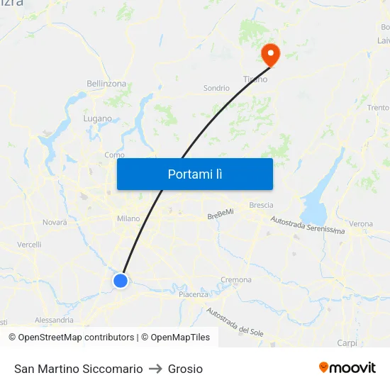 San Martino Siccomario to Grosio map