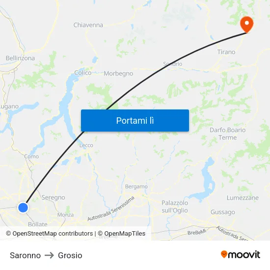 Saronno to Grosio map