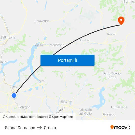 Senna Comasco to Grosio map