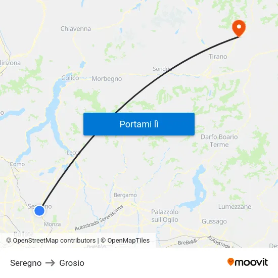 Seregno to Grosio map