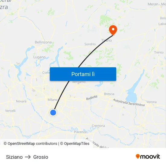 Siziano to Grosio map
