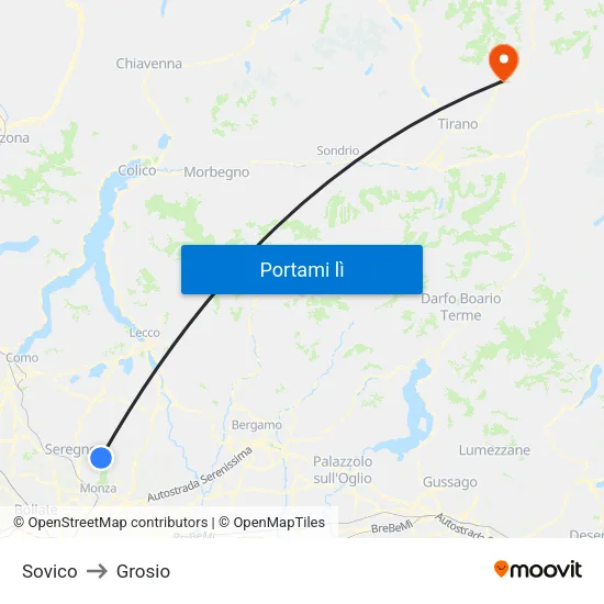 Sovico to Grosio map