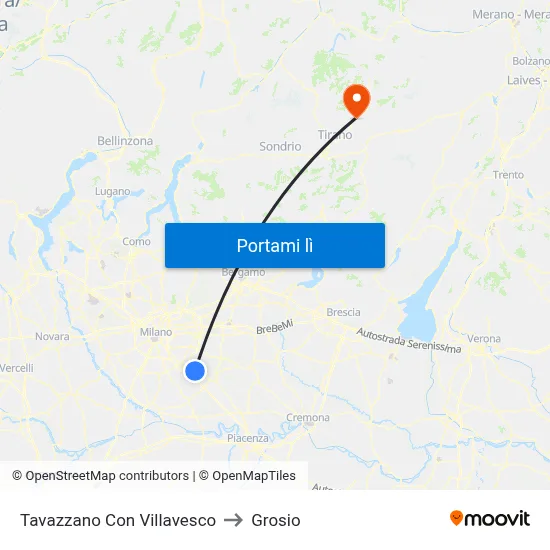 Tavazzano Con Villavesco to Grosio map