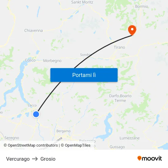 Vercurago to Grosio map