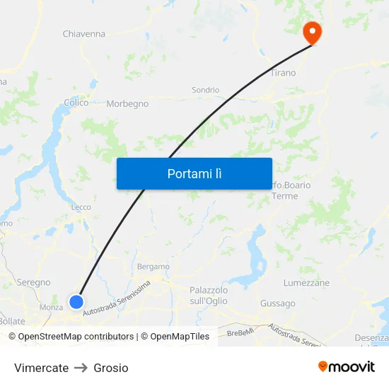 Vimercate to Grosio map