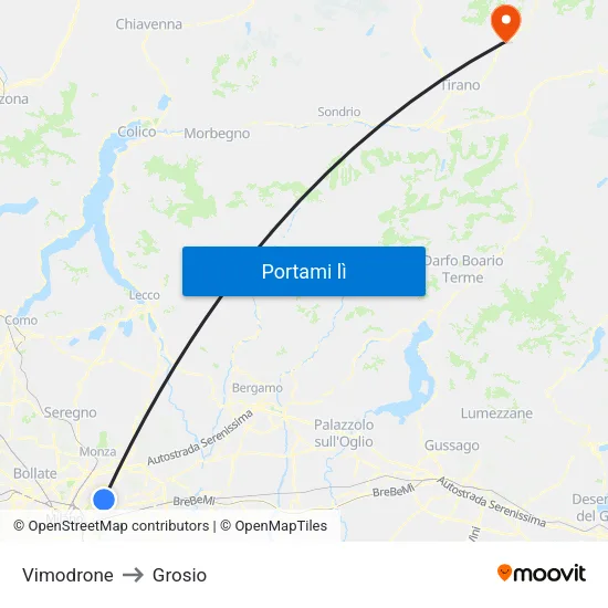 Vimodrone to Grosio map