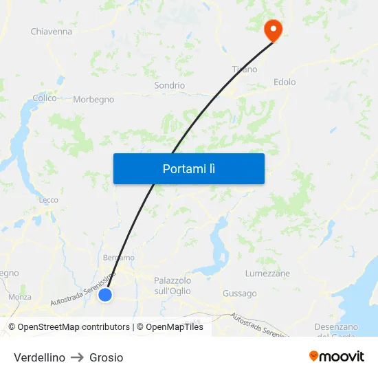 Verdellino to Grosio map