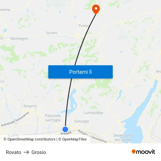 Rovato to Grosio map