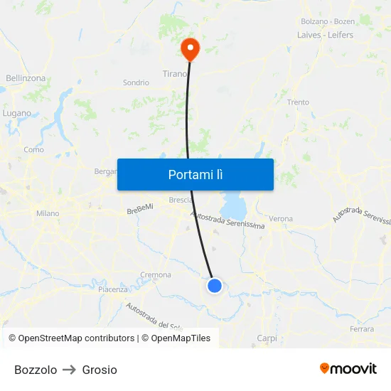 Bozzolo to Grosio map