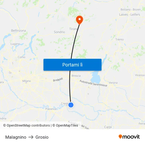 Malagnino to Grosio map