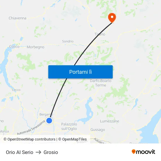 Orio Al Serio to Grosio map