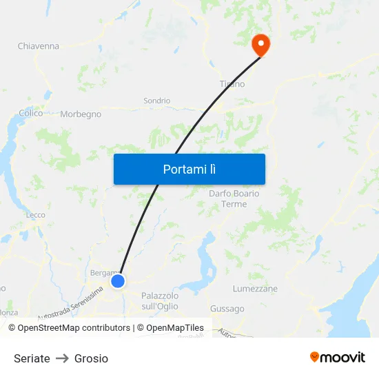 Seriate to Grosio map