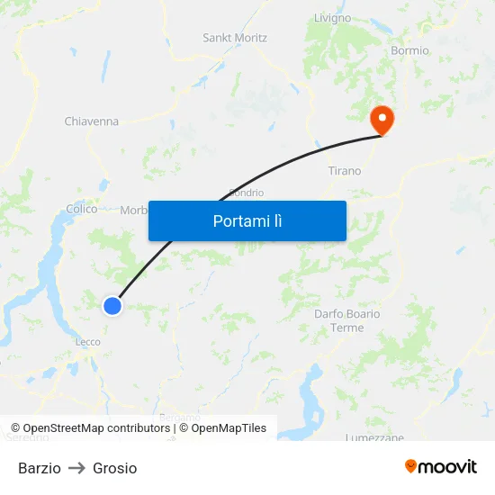 Barzio to Grosio map