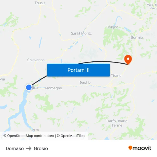 Domaso to Grosio map
