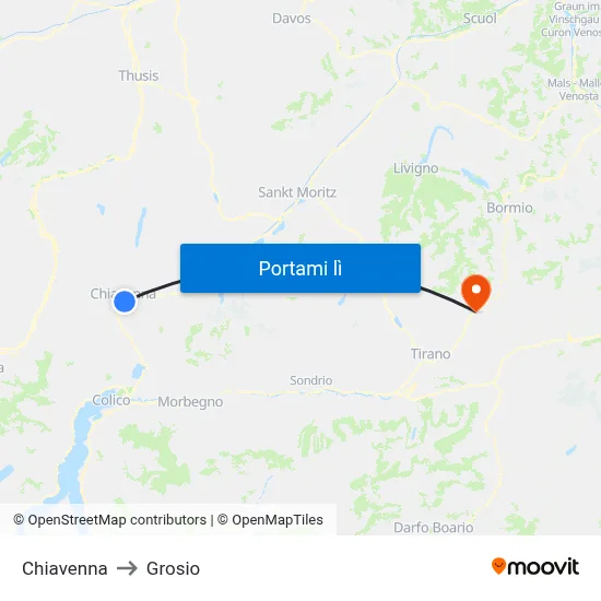 Chiavenna to Grosio map