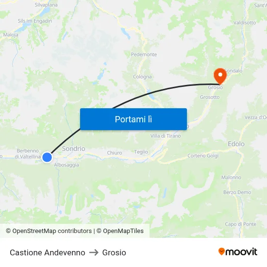 Castione Andevenno to Grosio map