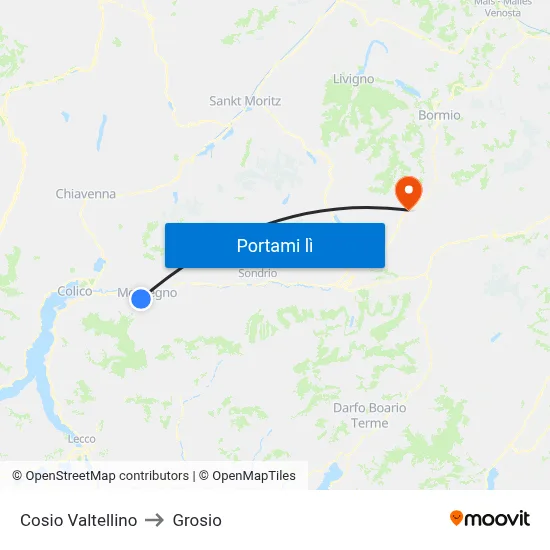 Cosio Valtellino to Grosio map