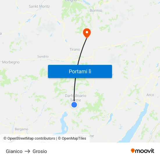 Gianico to Grosio map