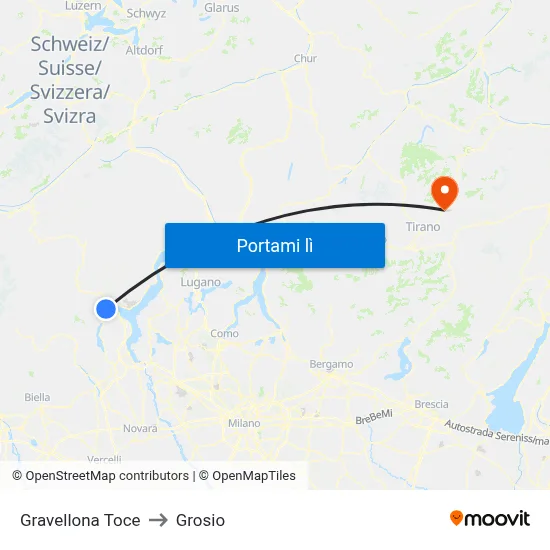 Gravellona Toce to Grosio map