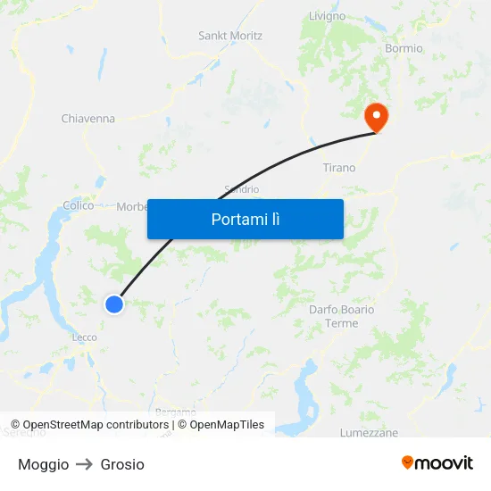 Moggio to Grosio map