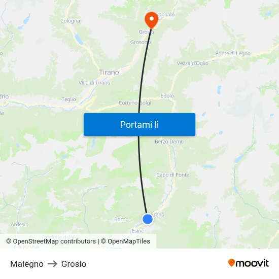 Malegno to Grosio map