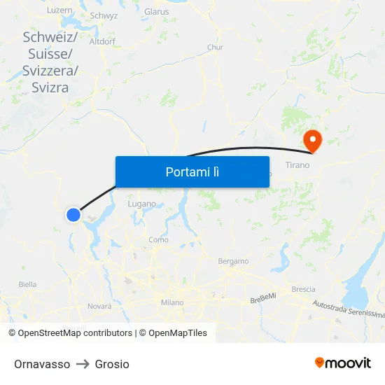 Ornavasso to Grosio map