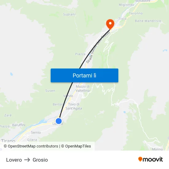 Lovero to Grosio map