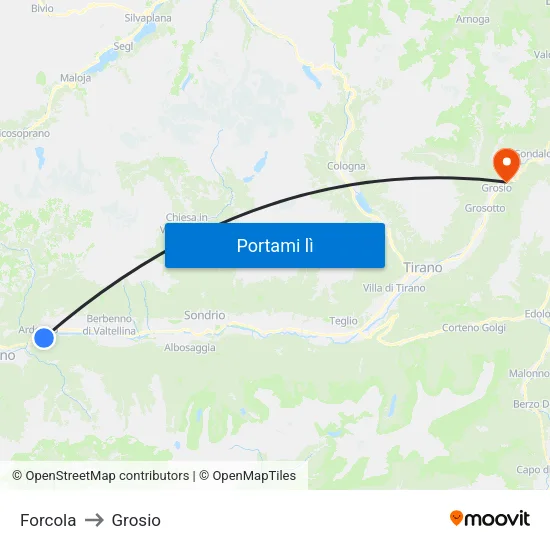 Forcola to Grosio map