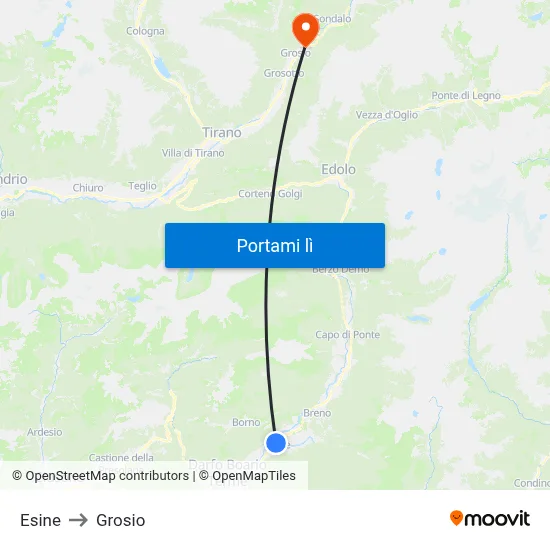 Esine to Grosio map