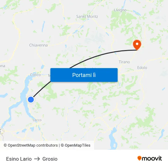 Esino Lario to Grosio map