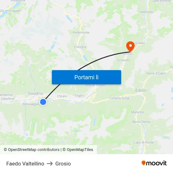 Faedo Valtellino to Grosio map